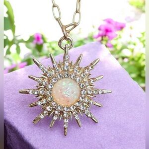 Gold Sunburst Pendant Necklace